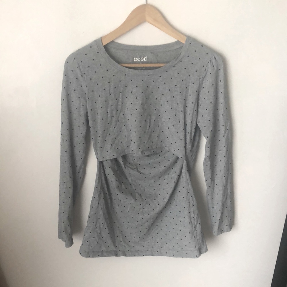 Boob Design grey polka dot maternity shirt